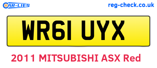 WR61UYX are the vehicle registration plates.