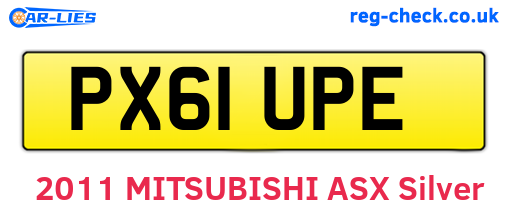 PX61UPE are the vehicle registration plates.