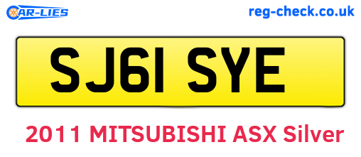 SJ61SYE are the vehicle registration plates.