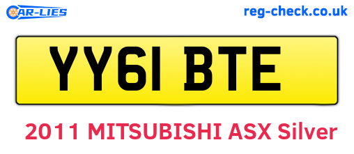YY61BTE are the vehicle registration plates.