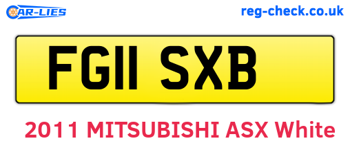 FG11SXB are the vehicle registration plates.