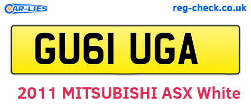 GU61UGA are the vehicle registration plates.