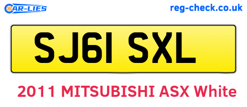 SJ61SXL are the vehicle registration plates.