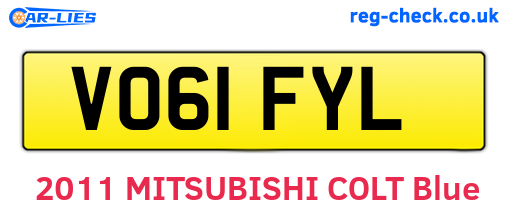 VO61FYL are the vehicle registration plates.