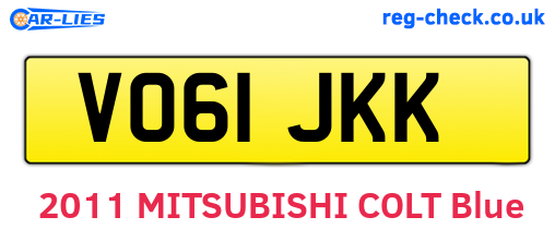 VO61JKK are the vehicle registration plates.