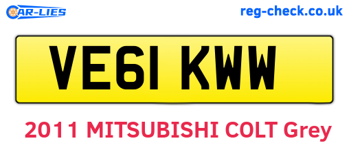 VE61KWW are the vehicle registration plates.