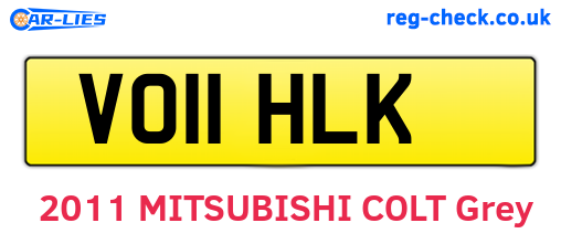 VO11HLK are the vehicle registration plates.