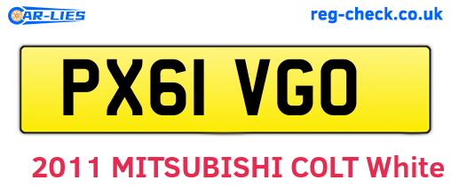 PX61VGO are the vehicle registration plates.