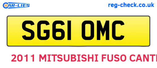 SG61OMC are the vehicle registration plates.