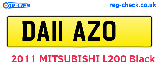 DA11AZO are the vehicle registration plates.