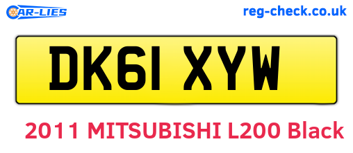 DK61XYW are the vehicle registration plates.