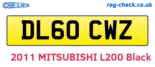 DL60CWZ are the vehicle registration plates.