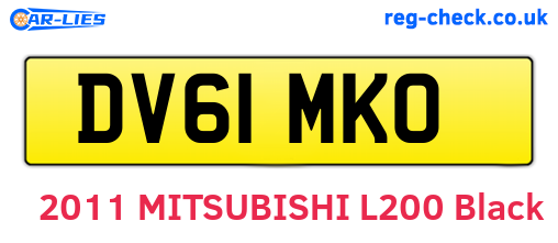 DV61MKO are the vehicle registration plates.