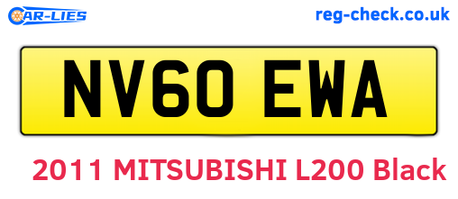 NV60EWA are the vehicle registration plates.