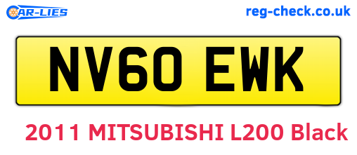 NV60EWK are the vehicle registration plates.