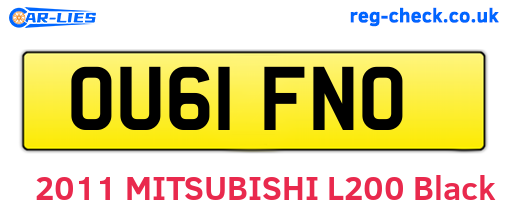OU61FNO are the vehicle registration plates.