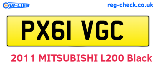 PX61VGC are the vehicle registration plates.