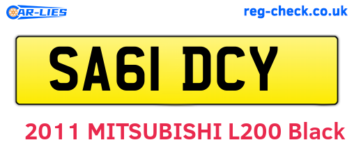SA61DCY are the vehicle registration plates.