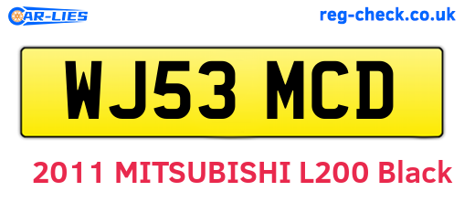 WJ53MCD are the vehicle registration plates.