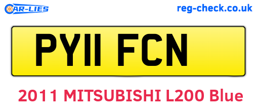 PY11FCN are the vehicle registration plates.