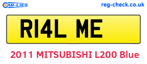 R14LME are the vehicle registration plates.