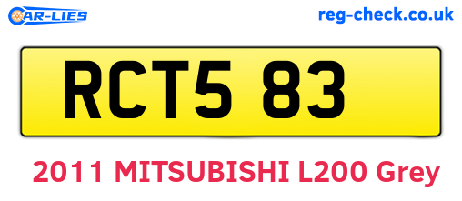 RCT583 are the vehicle registration plates.