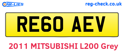 RE60AEV are the vehicle registration plates.