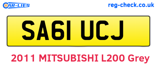 SA61UCJ are the vehicle registration plates.