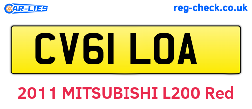 CV61LOA are the vehicle registration plates.