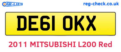 DE61OKX are the vehicle registration plates.