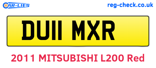 DU11MXR are the vehicle registration plates.