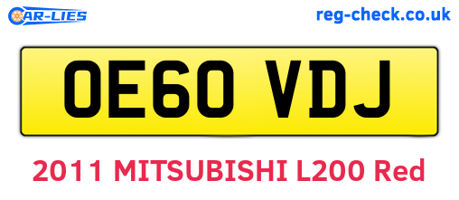 OE60VDJ are the vehicle registration plates.