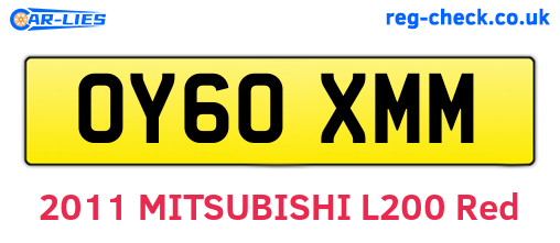 OY60XMM are the vehicle registration plates.