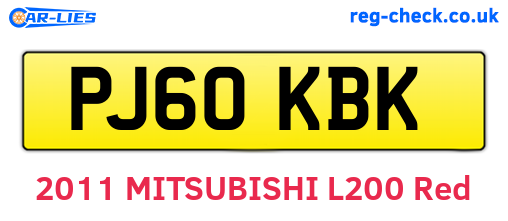 PJ60KBK are the vehicle registration plates.