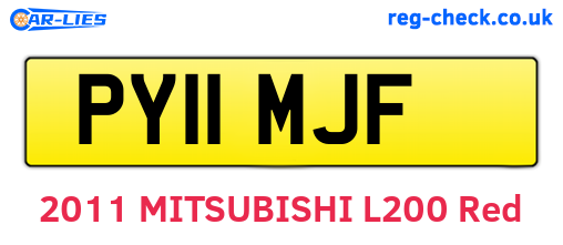 PY11MJF are the vehicle registration plates.