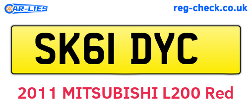 SK61DYC are the vehicle registration plates.
