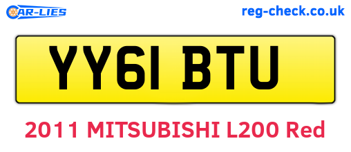 YY61BTU are the vehicle registration plates.