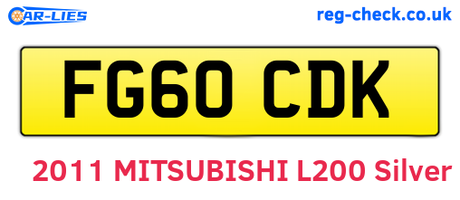 FG60CDK are the vehicle registration plates.