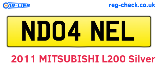 ND04NEL are the vehicle registration plates.
