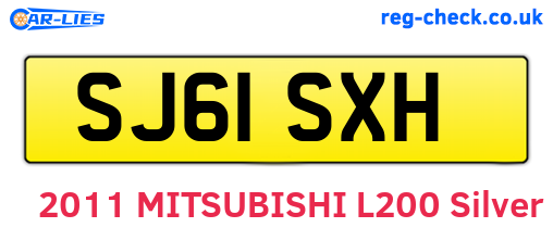 SJ61SXH are the vehicle registration plates.