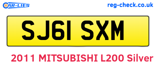 SJ61SXM are the vehicle registration plates.