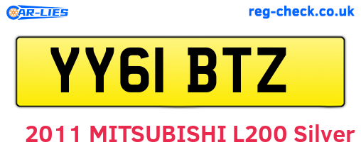 YY61BTZ are the vehicle registration plates.