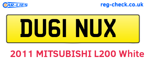 DU61NUX are the vehicle registration plates.