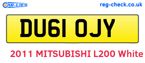DU61OJY are the vehicle registration plates.