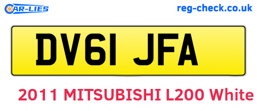 DV61JFA are the vehicle registration plates.