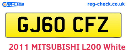 GJ60CFZ are the vehicle registration plates.