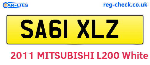 SA61XLZ are the vehicle registration plates.