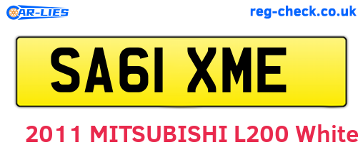 SA61XME are the vehicle registration plates.