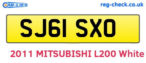 SJ61SXO are the vehicle registration plates.