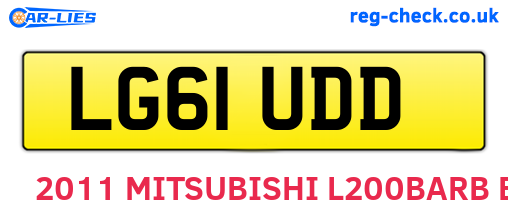 LG61UDD are the vehicle registration plates.